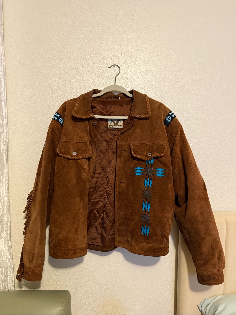 Vintage Adler Genuine Suede Fringe Jacket with Beaded Details & Embroidery